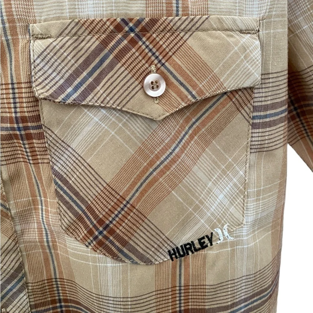 Hurley Surf Skate Plaid Collared Short Sleeve Shirt Men M Medium
